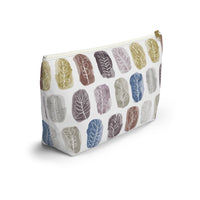 Watercolor Leaf Stamp Accessory Pouch w T-bottom in Purple